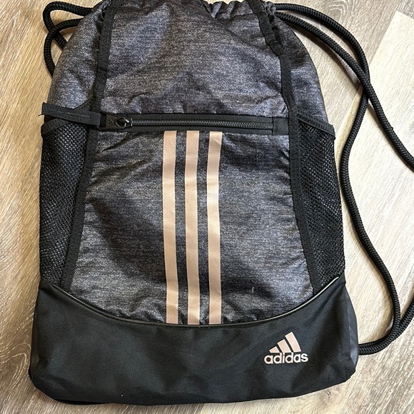 Adidas Black and Tan Drawstring Backpack - Picture 3 of 11